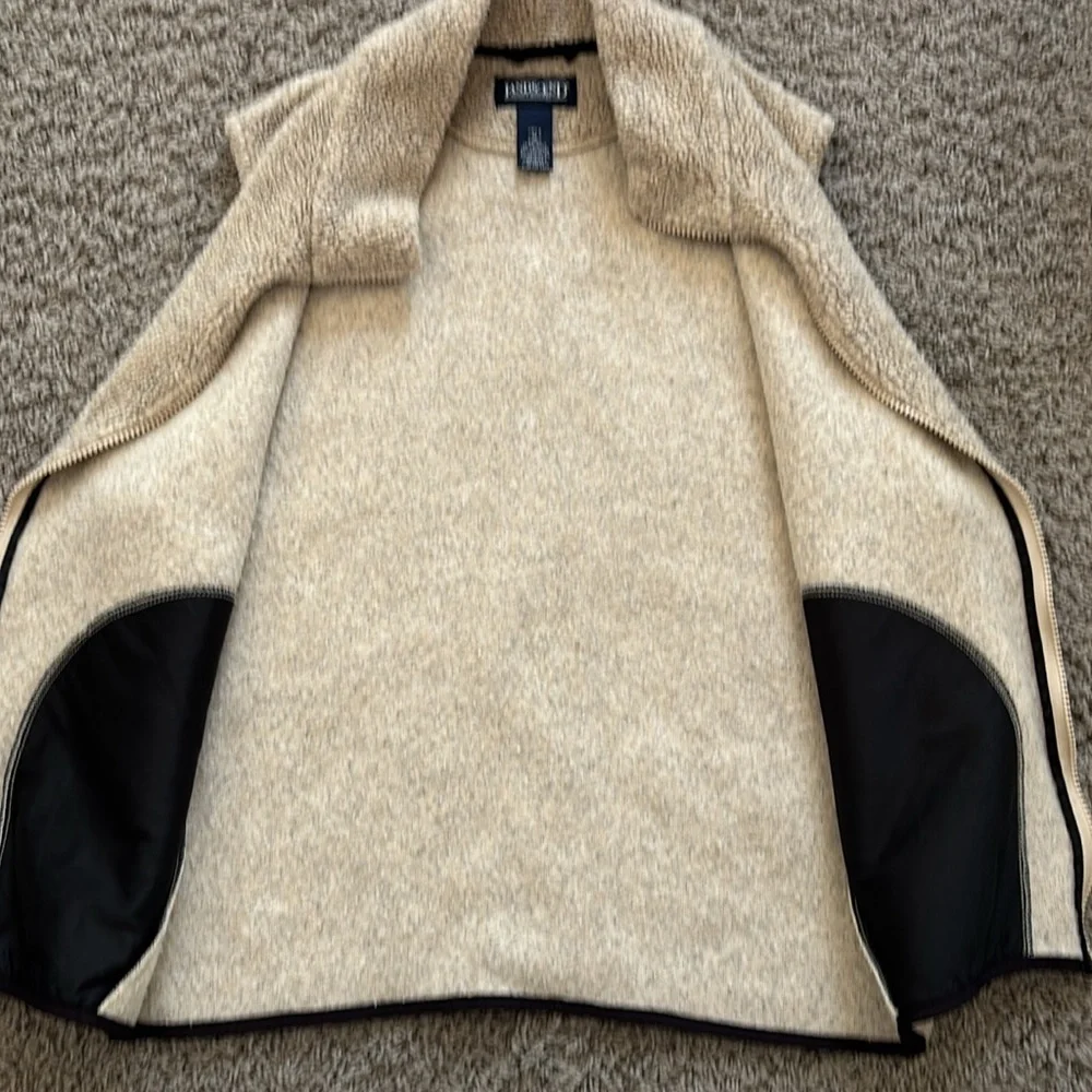 Land’s End Cream Sherpa Zip-Up Vest with Stand-Up Collar